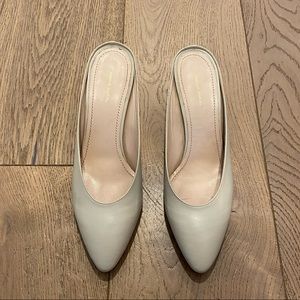 Mansur Gavriel Beige Leather ‘Heel Slipper' mules